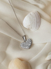 Silver Heart Necklace and Rhodium Plated